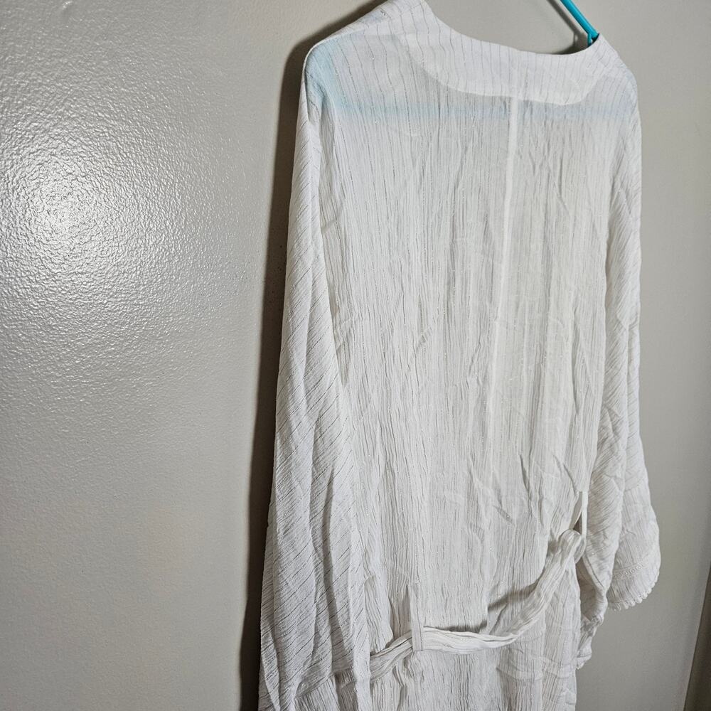 NWT INC Metallic Crinkle Gauze Tie Waist Top Sz Large - Picture 10 of 14